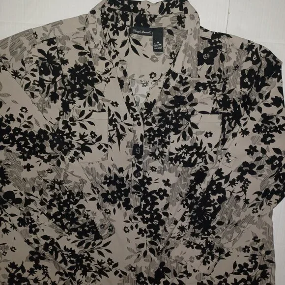 MAGGIE BARNES CONVERTIBLE SLEEVE FLORAL PRINT BUTTON DOWN SHIRT - Picture 6 of 15
